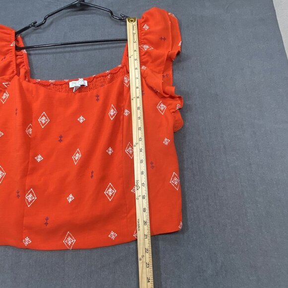 Sofia Vergara Womens Red Sleeveless Ruffle Top XXL 100% Polyester Smocking Back - Picture 9 of 10